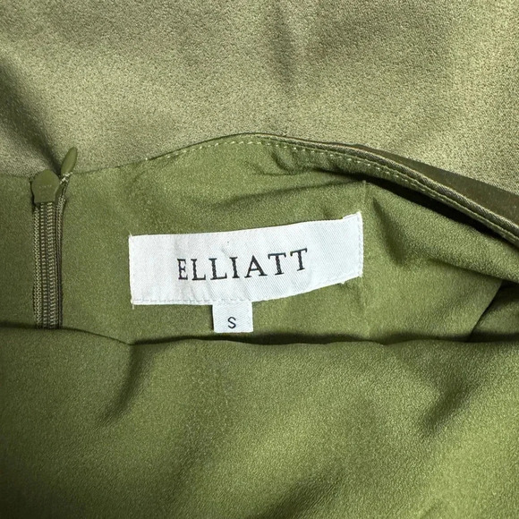 NWOT $148 ELLIATT Camo Olive Green Halter Dress - Asymmetric Cocktail Mini Dress - Picture 11 of 11
